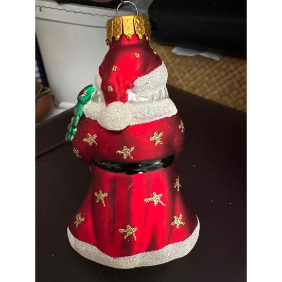 Vintage Glass ornament mercury Santa 4" old school Christmas tinsel nostalgia - Picture 2 of 3